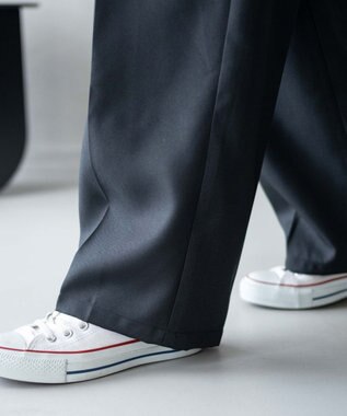 WEGO 【手洗い可】ハイウエストセンタープレスワイドパンツ ブラック