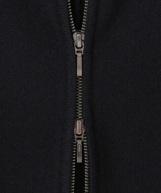 ICB L 【洗える】ソフトカシミヤミックス ジップアップ ニットパーカー ブラック系