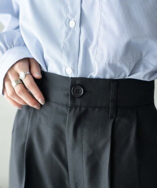 WEGO 【手洗い可】ハイウエストセンタープレスワイドパンツ ブラック