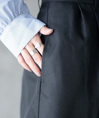 WEGO 【手洗い可】ハイウエストセンタープレスワイドパンツ ブラック