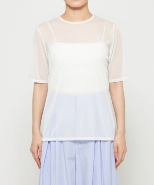 uncrave トリコットシフォン ハーフスリーブカットソー オフ