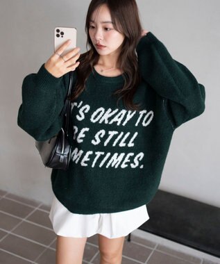 WEGO 【2025年秋冬新作】フラッフィーグラフィックニットBIGプルオーバー 柄4