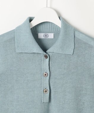 J.PRESS LADIES リネンコットンコード ポロ ニット アクア系