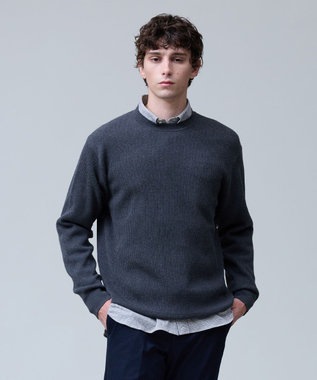 J.PRESS MEN 温かさと軽さの快適素材【ストレッチ / イージーケア】【FLEX YARN】片畔クルーネック ニット