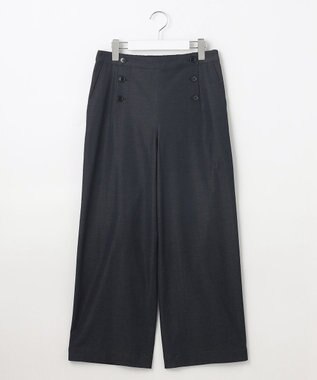 J.PRESS LADIES L 【洗える・接触冷感・UVケア・吸水速乾・防透け】麻シェルドライ ワイドストレート マリン パンツ ネイビー系