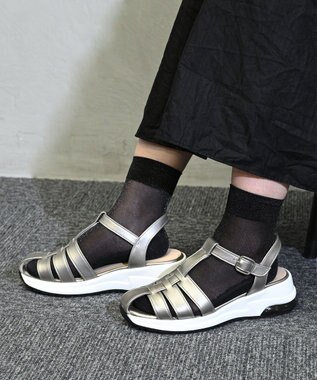 Pointer 日本製 本革グルカスポーツサンダル グレーメタリック