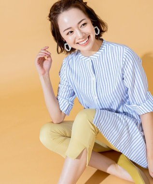 Tiaclasse 【洗える】美脚効果の高いスリットテーパードパンツ ライムイエロー