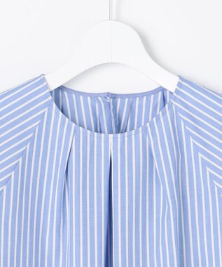 自由区 【SHIHOさん着用】ボリュームスリーブ ブラウス サックスストライプ