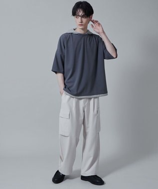 WEGO フェイクレイヤードフードT（S） ダークグレー