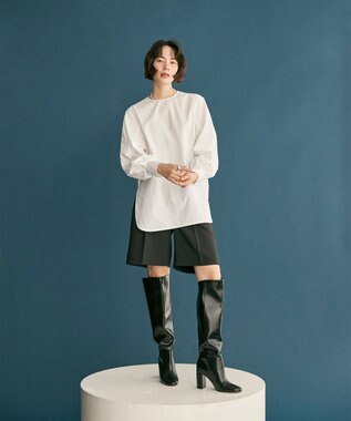 #Newans 【洗濯機可】シャーリングカフスシャツ ホワイト