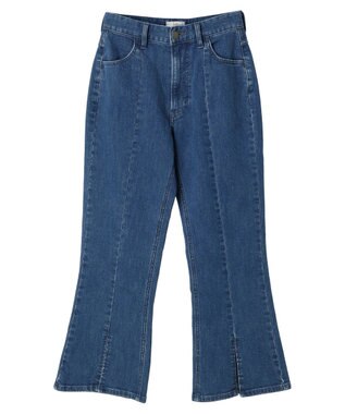 earth music&ecology Ｌｅｅ×ｅ．ｍ．ａ．ｅ．スリットフレアデニムパンツ Light Indigo