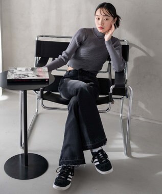 WEGO リブハイネックショートニット スミクロ