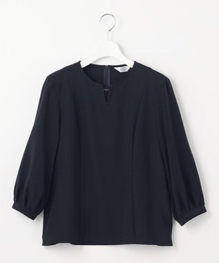 J.PRESS LADIES 【洗える】RELAXIONツイル クルーネック ブラウス ネイビー系