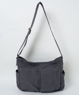 WEGO 立体ポケットキャンバスショルダー ダークグレー