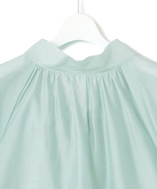 23区 L 【WEB&一部店舗限定/洗える】ライトシアーミクスチャー ボウタイ ブラウス スモーキーグリーン系