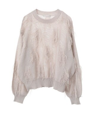 Green Parks フリンジニットプルオーバー Ecru