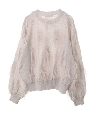 Green Parks フリンジニットプルオーバー Ecru