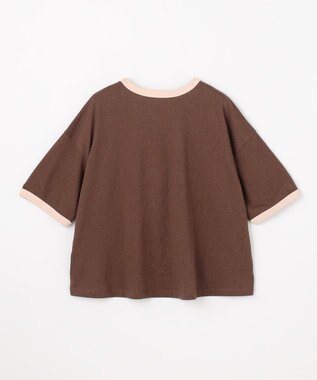 ANY リンガーTシャツ ブラウン×ピンク