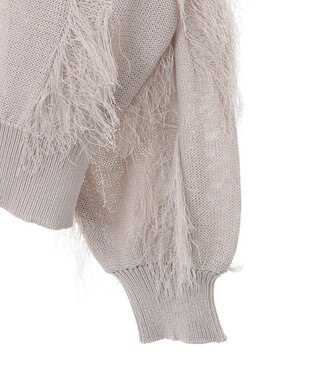 Green Parks フリンジニットプルオーバー Ecru