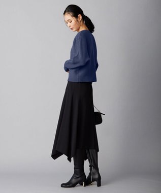 ICB L 【洗える】 ソフトカシミヤミックス ドルマンスリーブニット サックスブルー系