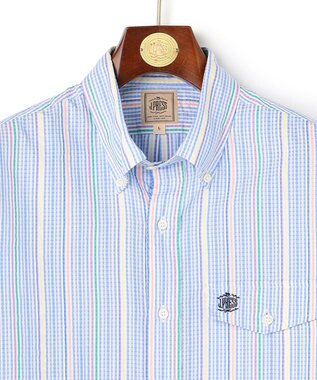 J.PRESS MEN 【KING SIZE 】【吸水速乾 / 接触冷感 / 高通気性】Aero Weave クールマックスサッカー ストライプ シャツ / B.D. サックスブルー系7