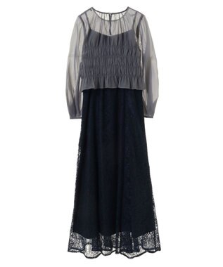 earth music&ecology ＳＥＴ２点　シースルーブラウス付きキャミワンピース Navy