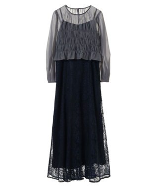 earth music&ecology ＳＥＴ２点　シースルーブラウス付きキャミワンピース Navy