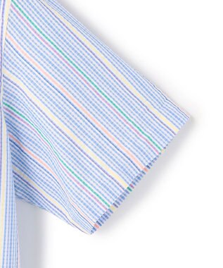 J.PRESS MEN 【KING SIZE 】【吸水速乾 / 接触冷感 / 高通気性】Aero Weave クールマックスサッカー ストライプ シャツ / B.D. サックスブルー系7