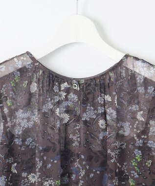 自由区 L 【カタログ掲載・洗える】ボタニカルフラワープリント ワンピース セピア系