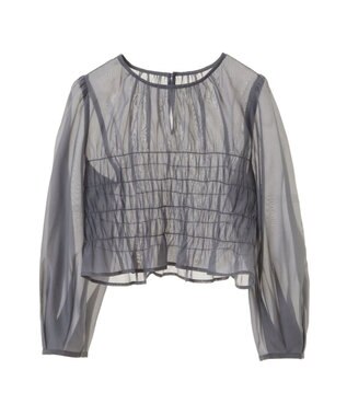 earth music&ecology ＳＥＴ２点　シースルーブラウス付きキャミワンピース Navy