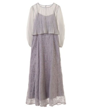 earth music&ecology ＳＥＴ２点　シースルーブラウス付きキャミワンピース Grayish Blue