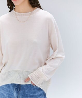 BEIGE， 【洗える】LA MONNAIE / モヘアMIXクルーネックニット Bone