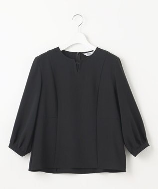 J.PRESS LADIES 【洗える】RELAXIONツイル クルーネック ブラウス ブラック系