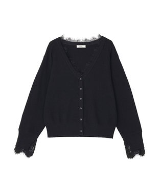 earth music&ecology レーストリムカーディガン Black