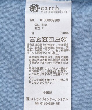 earth music&ecology ドルマンバックプリントＴｅｅ Blue