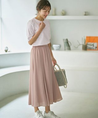 ANY SIS 【撥水】サテンナローフレア スカート ローズグレー