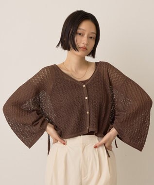 AMERICAN HOLIC 2WAYレース編みニットカーディガン Brown