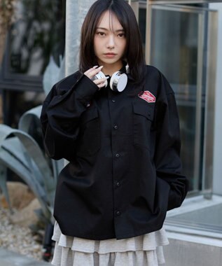 WEGO 【ユニセックス着用ITEM】ワッペンワークシャツ（LS） ブラック