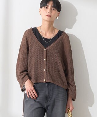 AMERICAN HOLIC 2WAYレース編みニットカーディガン Brown