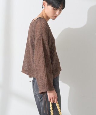 AMERICAN HOLIC 2WAYレース編みニットカーディガン Brown