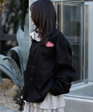 WEGO 【ユニセックス着用ITEM】ワッペンワークシャツ（LS） ブラック