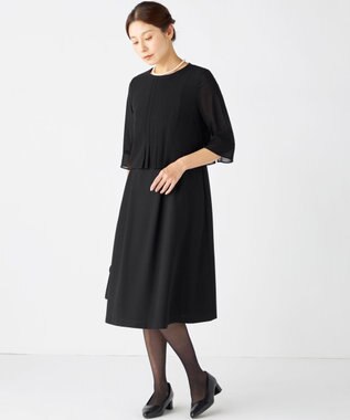 組曲 NOIR 【洗える】ウォッシャブルストレッチバックサテン ジャケット＋ワンピース ブラック系