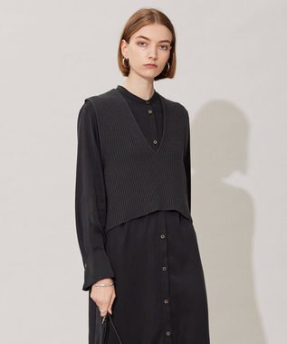  【洗える】 コットンテープリブベスト