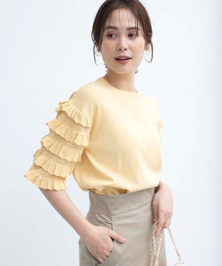 組曲 S 【WEB限定カラーあり】MINA 袖フリルニットプルオーバー イエロー系9