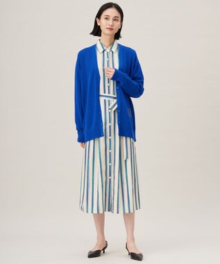 自由区 S 【カタログ掲載・洗える】ストライププリント ワンピース ブルー系ストライプ