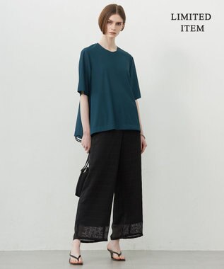 ICB L 【WEB限定・洗える】シアートリコット ペプラムカットソー ピーコック系