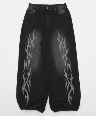 WEGO トライバルデニムパンツ デニムブラックソノタ