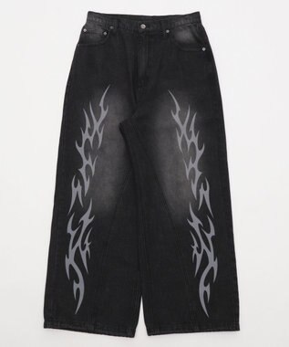 WEGO トライバルデニムパンツ デニムブラックソノタ