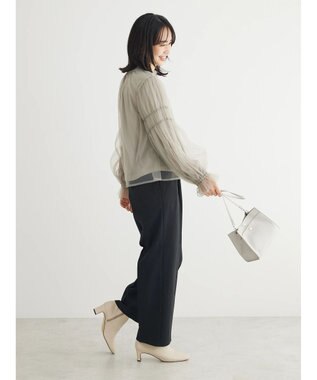 Green Parks ・ＥＬＥＮＣＡＲＥ　ＤＵＥ　チュールハイネックブラウス Gray Beige