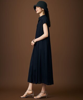 自由区 【カタログ掲載・WEB限定カラーあり】シアーラミーローンスキッパーシャツ ワンピース ネイビー